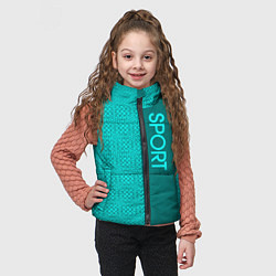 Детский жилет Sport бирюзовый текстурный с полосой, цвет: 3D-черный — фото 2