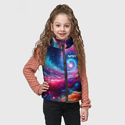 Детский жилет Неоновая галактическая спираль - нейроарт, цвет: 3D-красный — фото 2