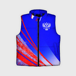 Детский жилет Герб России на фоне цветов флага государства