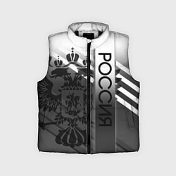 Детский жилет Россия герб и полосы серый, цвет: 3D-черный