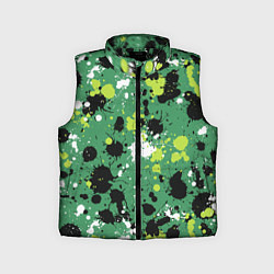 Детский жилет Кляксы на зелёном, цвет: 3D-черный