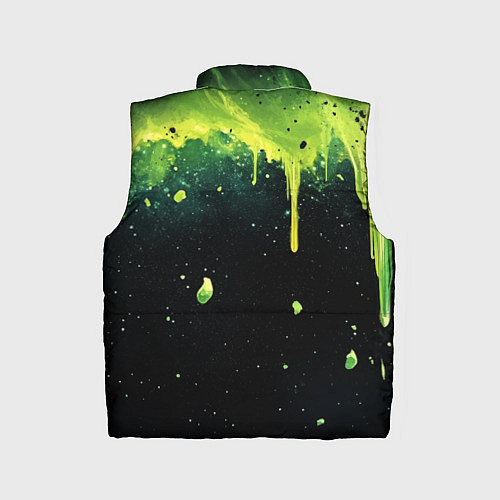 Детский жилет Зеленая стекающая краска по черному фону / 3D-Красный – фото 2