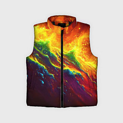 Детский жилет Абстрактные волны с огнем, цвет: 3D-черный