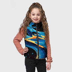 Детский жилет Синяя волна из красок, цвет: 3D-черный — фото 2