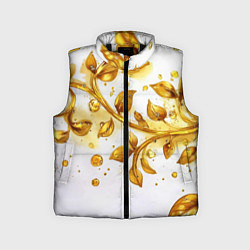 Детский жилет Золотые листья на белом, цвет: 3D-черный