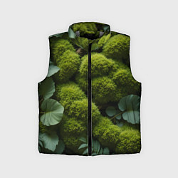 Детский жилет Зеленый мох и листья, цвет: 3D-светло-серый
