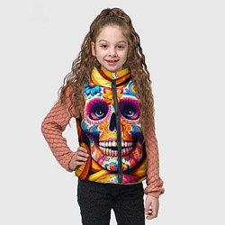 Детский жилет Цветочный череп среди бананов - нейроарт, цвет: 3D-черный — фото 2