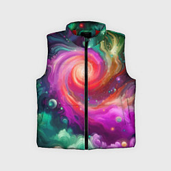 Детский жилет Космическая неоновая фантазия - нейроарт, цвет: 3D-красный