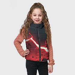 Детский жилет Красная молния на черной текстуре, цвет: 3D-черный — фото 2