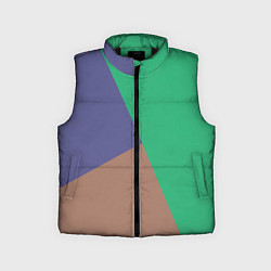 Детский жилет Триада зелёный фиолетовый и коричневый геометричны, цвет: 3D-черный