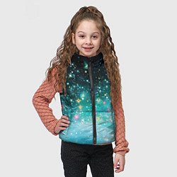 Детский жилет Бирюзовые блестки фон, цвет: 3D-черный — фото 2