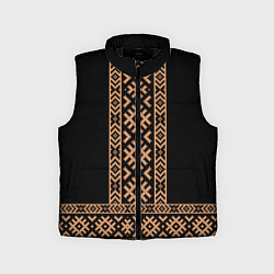 Детский жилет Славянский золотой узор на черном - вышиванка руба, цвет: 3D-черный