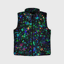 Детский жилет Чёрный с брызгами сине-зелёными абстракция