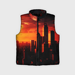 Детский жилет Стилизованный город оранжевый закат