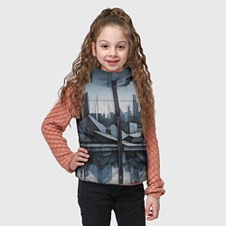 Детский жилет Небоскребы и скалы, цвет: 3D-черный — фото 2