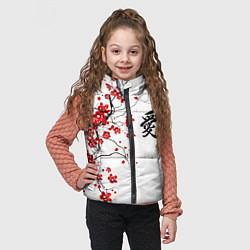 Детский жилет Сакура с иероглифом Любовь, цвет: 3D-черный — фото 2