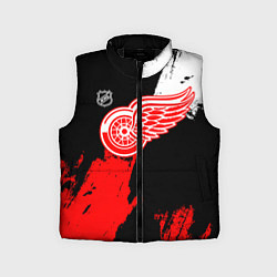 Детский жилет Детройт Ред Уингз - брызги краска на черном фоне
