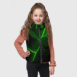Детский жилет Зеленая текстура с неоном, цвет: 3D-черный — фото 2