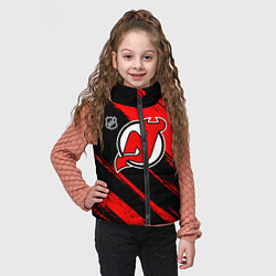 Детский жилет Нью Джерси Девилз - красные потертости, цвет: 3D-черный — фото 2