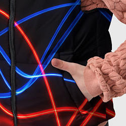 Детский жилет Красно синие неоновые линии на черном фоне, цвет: 3D-черный — фото 2