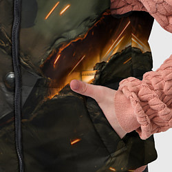 Детский жилет Порванная камуфляжная ткань с огнем, цвет: 3D-черный — фото 2