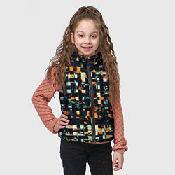 Детский жилет Тёмный синий с оранжевым кубики абстракция, цвет: 3D-черный — фото 2