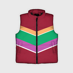 Детский жилет Тёмный красный с полосами, цвет: 3D-черный