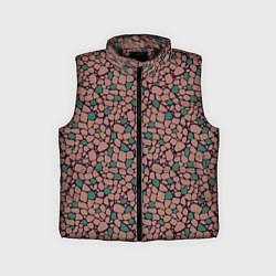 Детский жилет Мелкий мозаичный коричневый зеленый узор хакки, цвет: 3D-черный