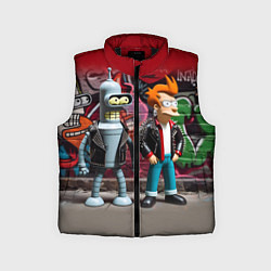 Детский жилет Bender bending robot and Fry - ai art graffiti
