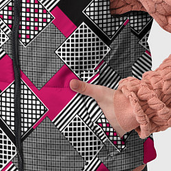 Детский жилет Красно черная абстрактная геометрия пэчворк, цвет: 3D-черный — фото 2