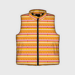 Детский жилет Этнические треугольники паттерн желтый с розовым
