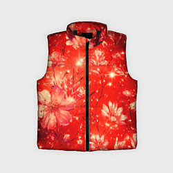 Детский жилет Цветочный красный с искрами, цвет: 3D-черный