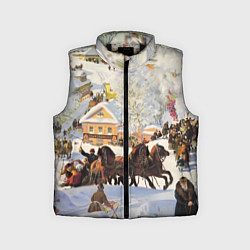 Детский жилет Русская тройка зимой - картина Масленица Кустодиев