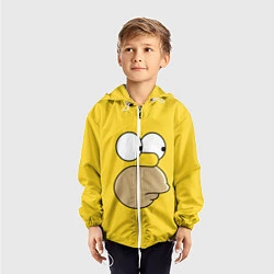 Ветровка с капюшоном детская Лицо Гомера, цвет: 3D-белый — фото 2