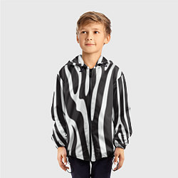 Ветровка с капюшоном детская Шкура зебры, цвет: 3D-черный — фото 2