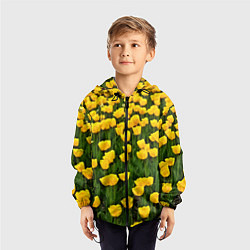 Ветровка с капюшоном детская Жёлтые тюльпаны, цвет: 3D-черный — фото 2