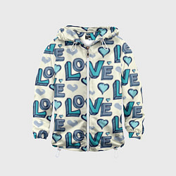 Ветровка с капюшоном детская Love Pattern, цвет: 3D-белый