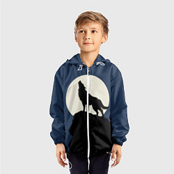 Ветровка с капюшоном детская Вой на луну, цвет: 3D-белый — фото 2