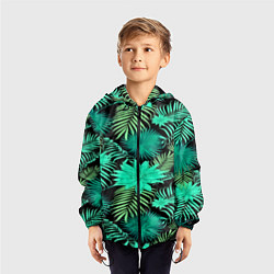 Ветровка с капюшоном детская Tropical pattern, цвет: 3D-черный — фото 2