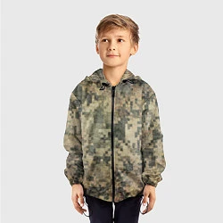 Ветровка с капюшоном детская Камуфляж пиксельный: хаки, цвет: 3D-черный — фото 2