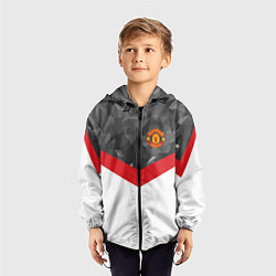 Ветровка с капюшоном детская Man United FC: Grey Polygons, цвет: 3D-черный — фото 2