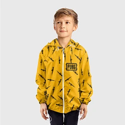 Ветровка с капюшоном детская PUBG: Yellow Weapon, цвет: 3D-белый — фото 2