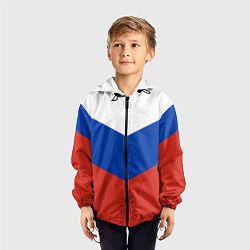 Ветровка с капюшоном детская Российский триколор, цвет: 3D-черный — фото 2