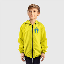 Ветровка с капюшоном детская Сборная Швеции: Домашняя ЧМ-2018, цвет: 3D-черный — фото 2