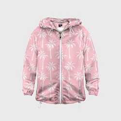 Ветровка с капюшоном детская Розовые тропики, цвет: 3D-белый