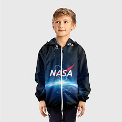 Ветровка с капюшоном детская NASA: Sunrise Earth, цвет: 3D-белый — фото 2