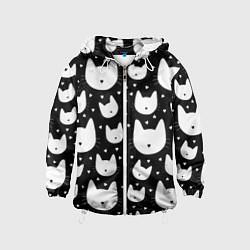 Ветровка с капюшоном детская Love Cats Pattern, цвет: 3D-белый