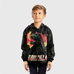 Ветровка с капюшоном детская Flame Godzilla, цвет: 3D-черный — фото 2