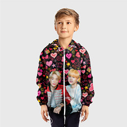 Ветровка с капюшоном детская BTS: Юнмины Чимин и Юнги, цвет: 3D-белый — фото 2