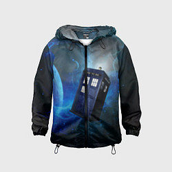 Ветровка с капюшоном детская ТАРДИС, цвет: 3D-черный